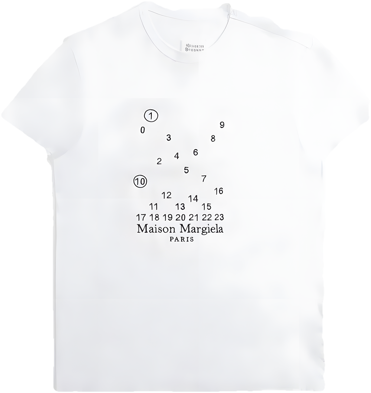 Camiseta Maison Margiela branca com números bordados