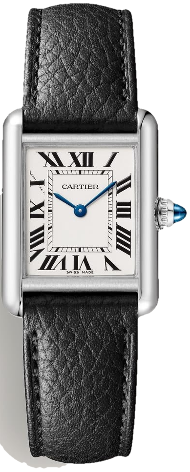Relógio Cartier Tank Must com pulseira de couro preta