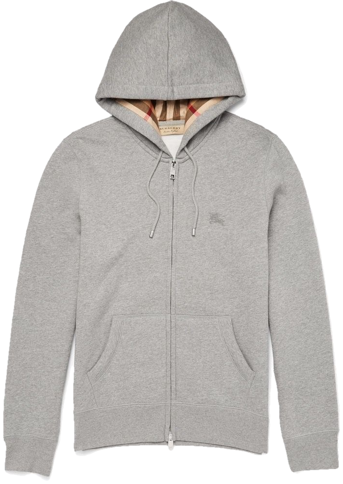 Moletom Burberry cinza com capuz e zíper